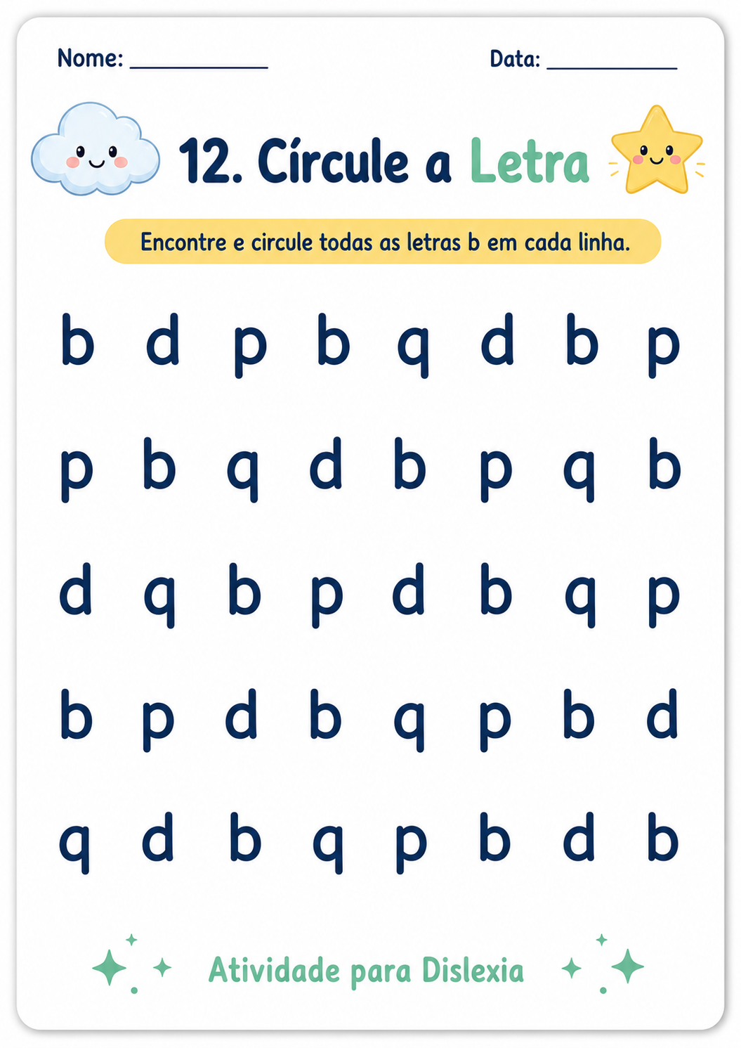 Atividade psicopedagógica para dislexia 7