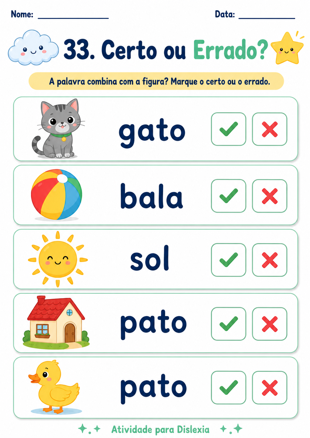 Mais atividades para dislexia 2