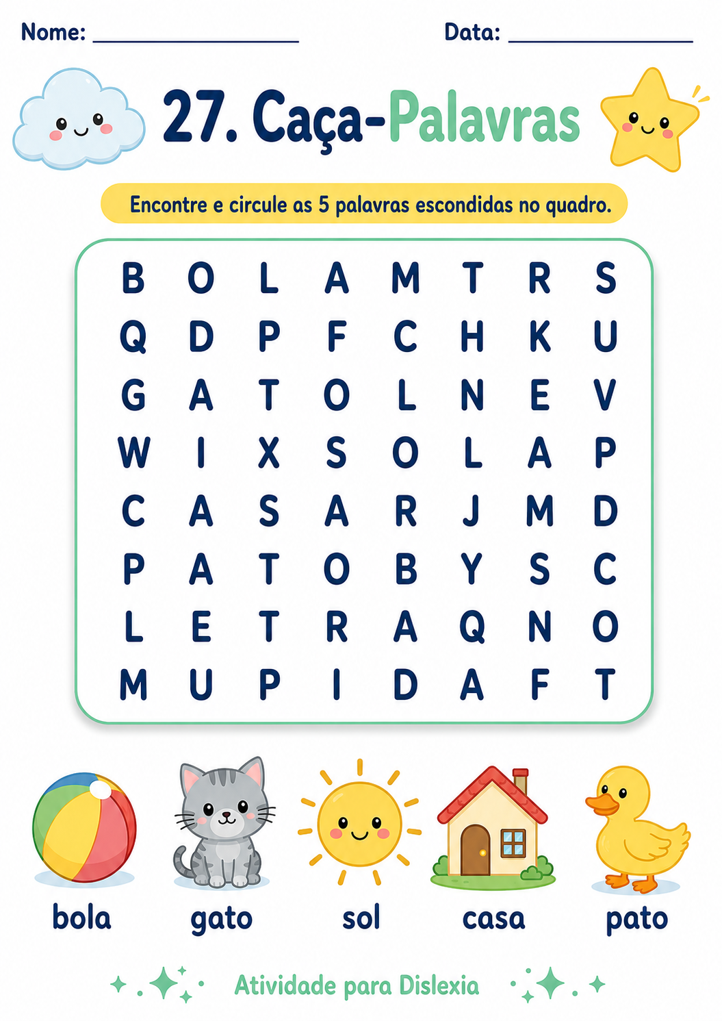 Mais atividades para dislexia 7